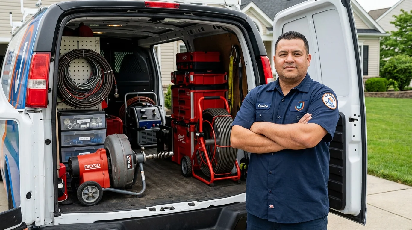 Professional drain cleaning equipment and Johns Plumbing LLC plumber in North Hills
