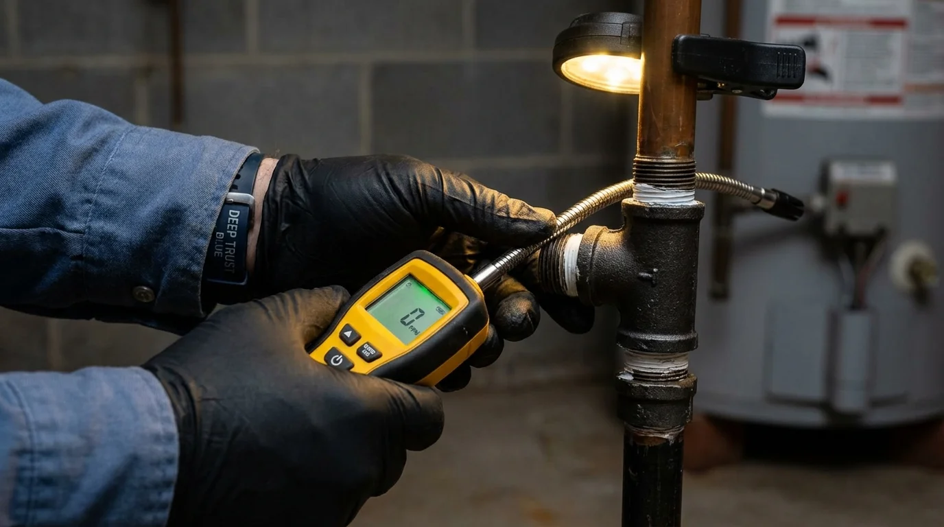 Gas leak detection with electronic sniffer by Johns Plumbing LLC in North Hills