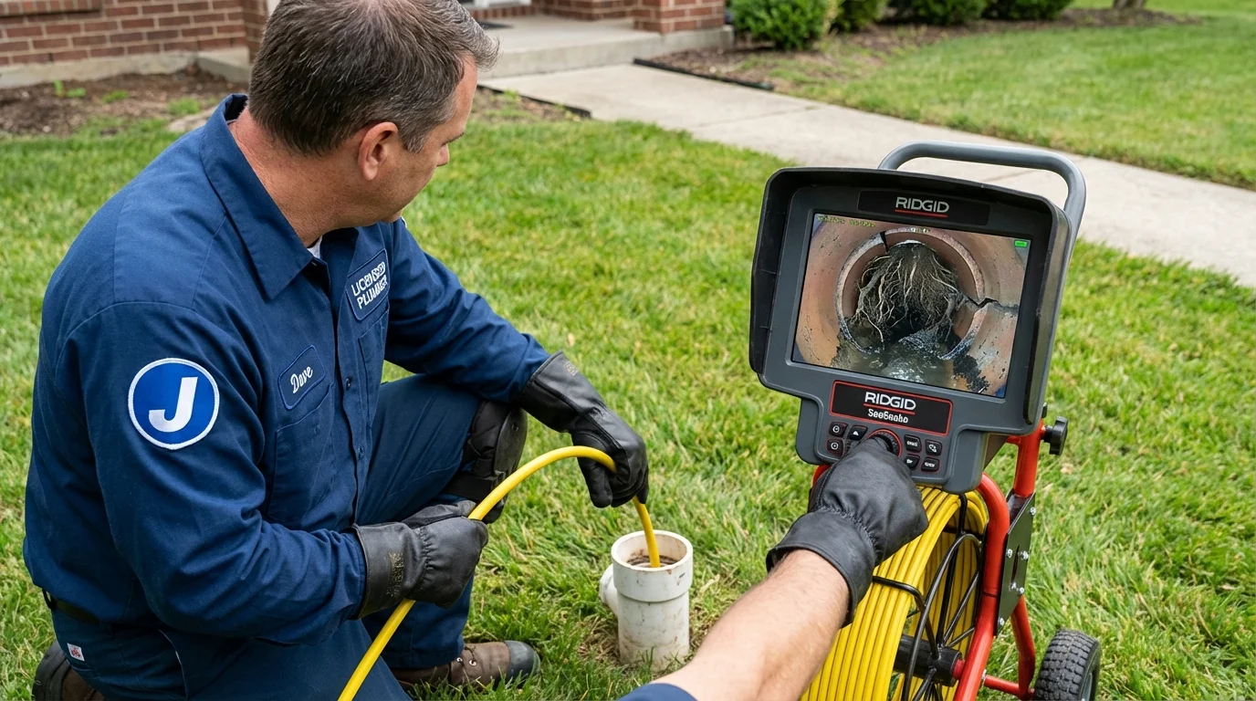 Sewer camera inspection being performed by Johns Plumbing LLC in North Hills