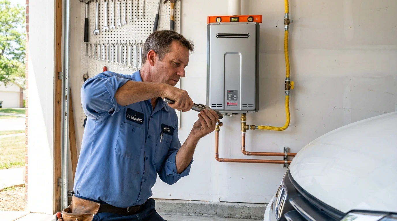 Tankless water heater installation by a Johns Plumbing LLC plumber in North Hills